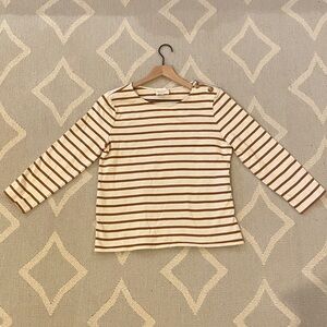 Sezane Colette Marinière Top Écru/Camel